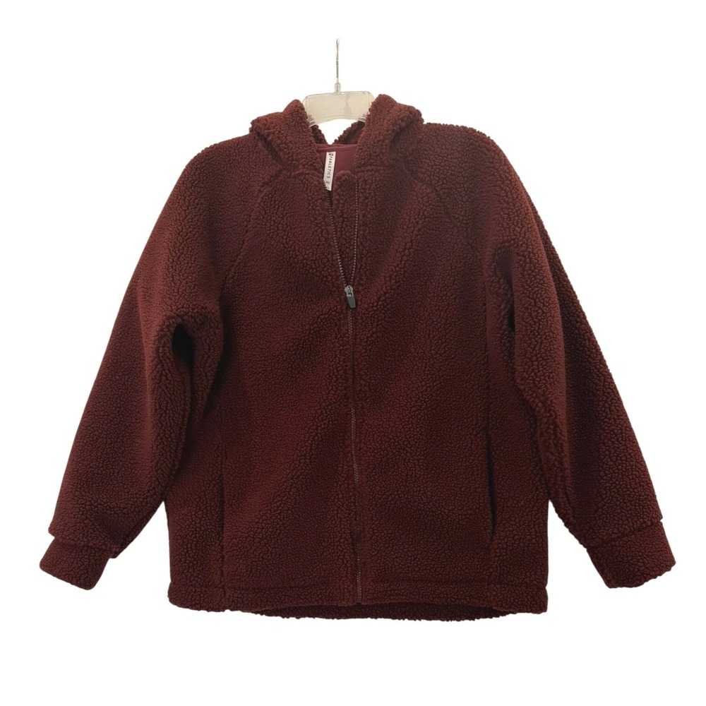 Fabletics Women's Size XS Burgundy Sherpa Fleece Full Zip Hoodie Jacket